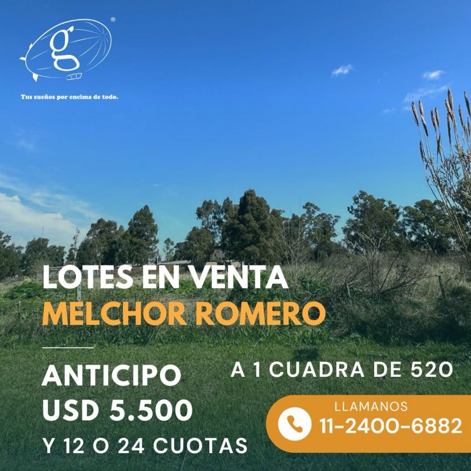 Venta de Lotes desde U$D 6.500  Financiacion Permuta en Melchor Romero - La Plata
