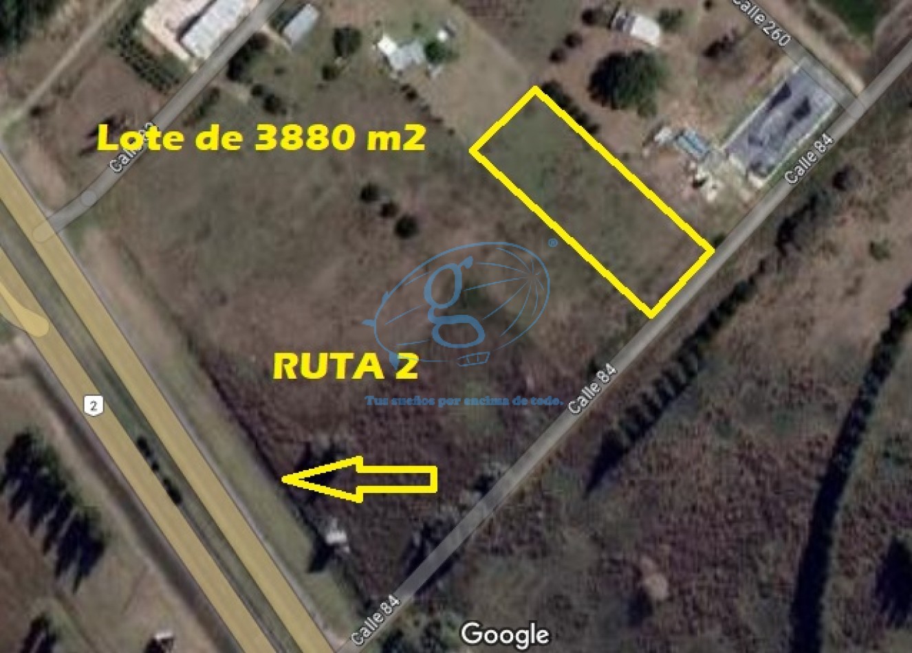 Venta de Lote 3880 m² en Ruta 2 Km 64